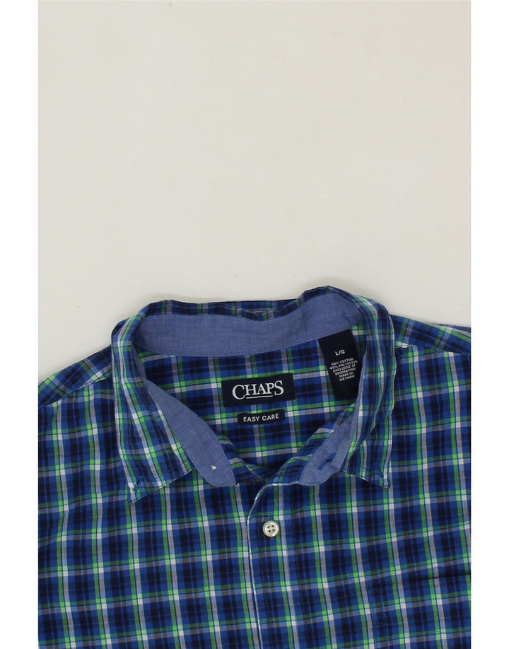 CHAPS Mens Easy Care Shirt Large Blue Check Cotton Vintage Chaps and Second-Hand Chaps from Messina Hembry 