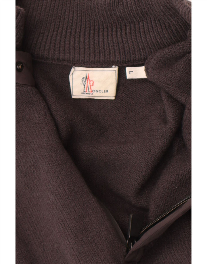 Moncler Mens Zip Neck Jumper Sweater Large Grey Wool