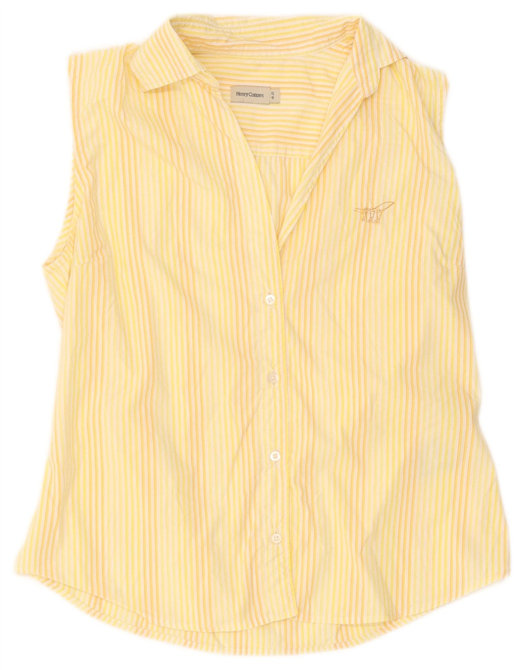 Henry Cottons Womens Sleeveless Shirt IT 42 Medium Yellow Striped