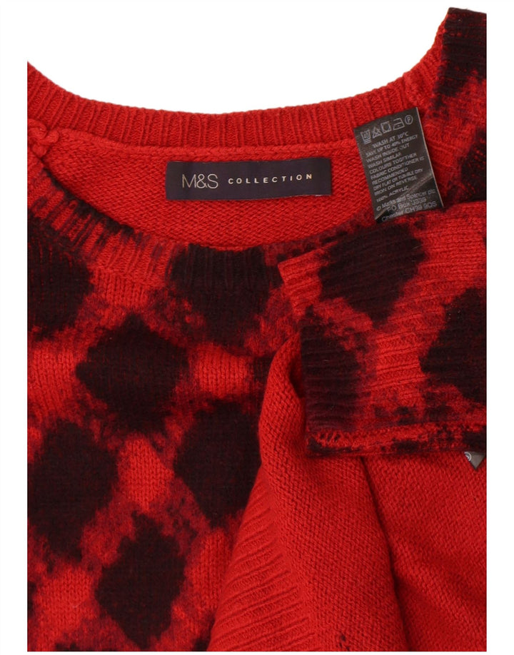 Marks & Spencer Womens Boat Neck Jumper Sweater UK 8 Small Red