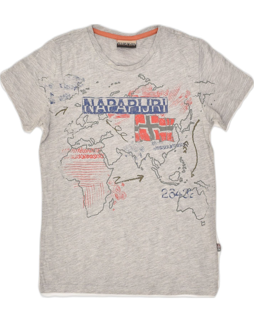 NAPAPIJRI Boys Graphic T-Shirt Top 7-8 Years Grey Cotton | Vintage Napapijri | Thrift | Second-Hand Napapijri | Used Clothing | Messina Hembry 