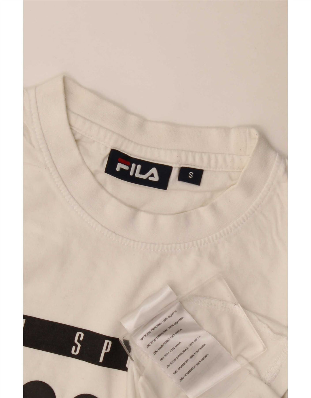 Fila Mens Graphic T-Shirt Top Small White Cotton