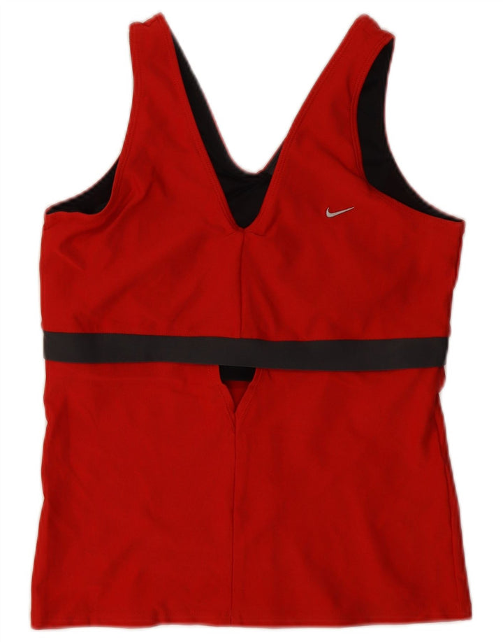 Nike Womens Dri Fit Vest Top UK 14/16 Large Red Colourblock Polyester