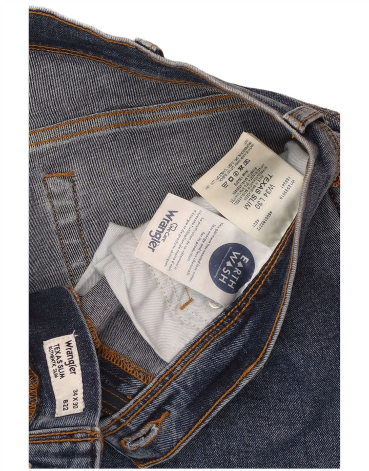 WRANGLER Mens Texas Slim Jeans W34 L30  Blue Cotton