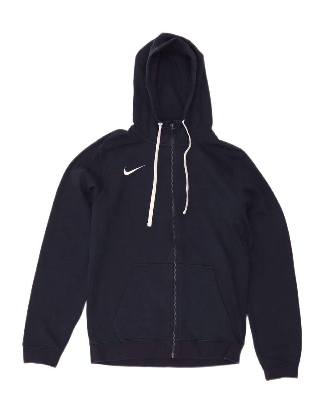NIKE Mens Zip Hoodie Sweater Small Navy Blue Cotton