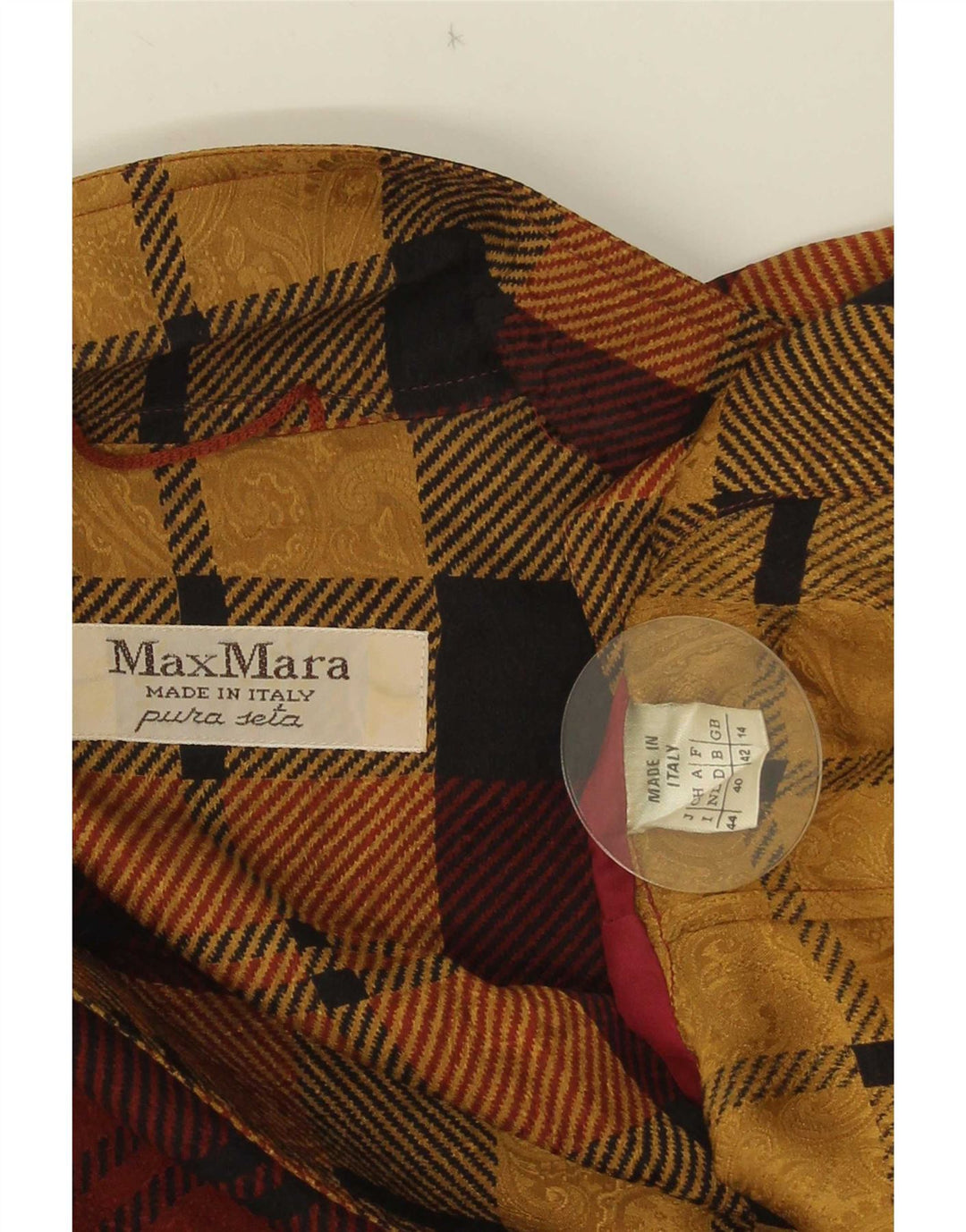 Max Mara Womens Double Breasted Blazer Jacket UK 14 Large Burgundy Check