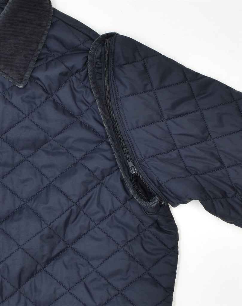 CROWN Mens Quilted Jacket UK 40 Large Navy Blue Nylon | Vintage Crown | Thrift | Second-Hand Crown | Used Clothing | Messina Hembry 