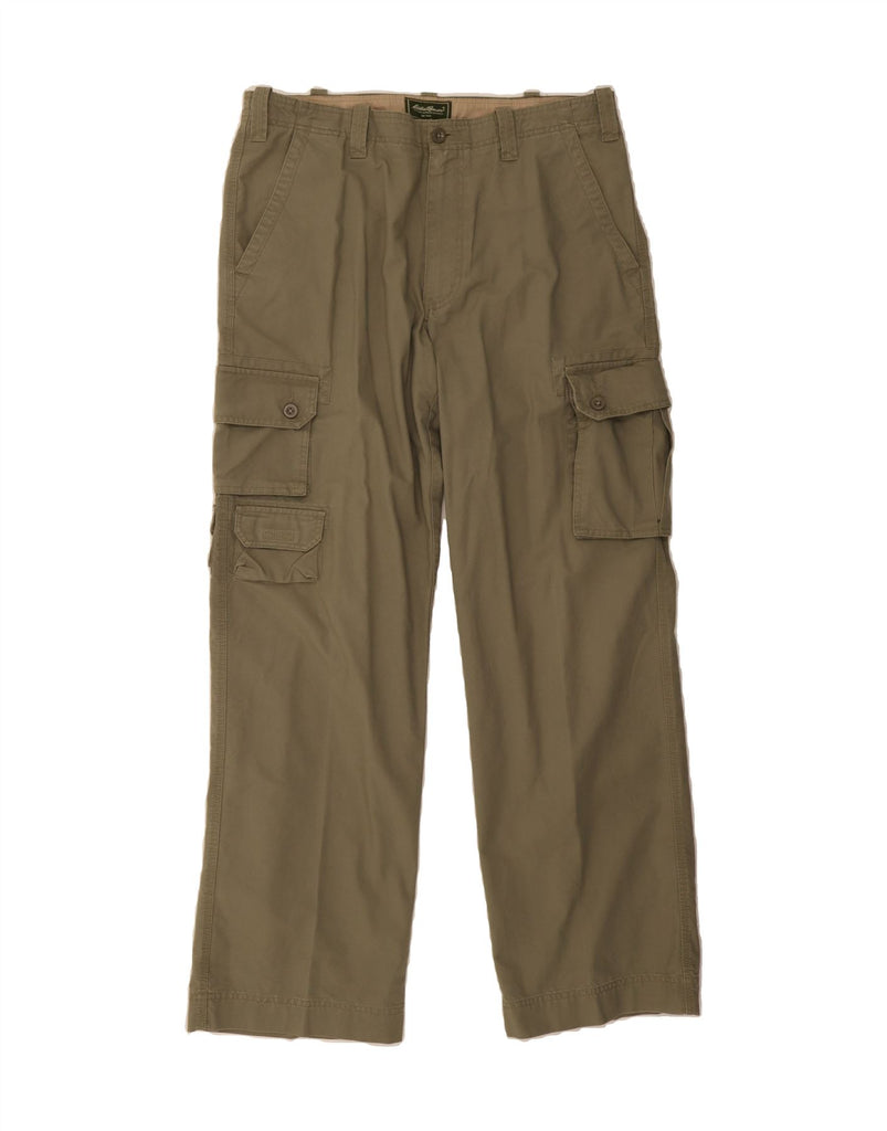 EDDIE BAUER Mens Straight Cargo Trousers W36 L34 Khaki Cotton Vintage Eddie Bauer and Second-Hand Eddie Bauer from Messina Hembry 