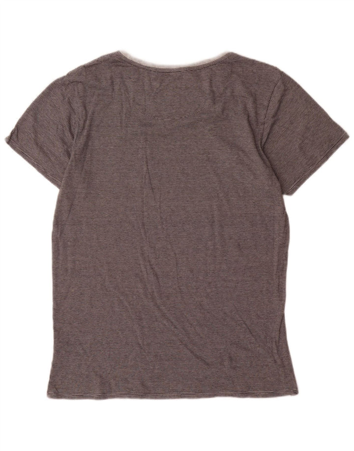 Billabong Mens Custom Fit T-Shirt Top Medium Grey Pinstripe Cotton