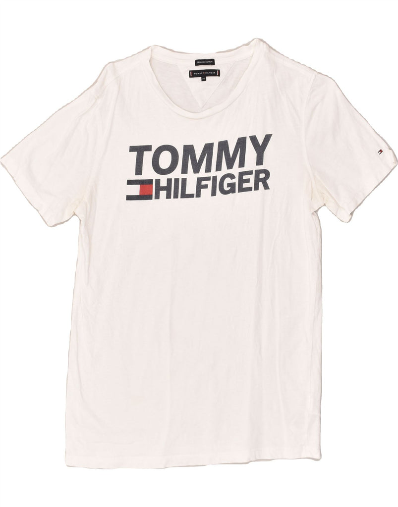 TOMMY HILFIGER Boys Graphic T-Shirt Top 15-16 Years White Cotton | Vintage Tommy Hilfiger | Thrift | Second-Hand Tommy Hilfiger | Used Clothing | Messina Hembry 