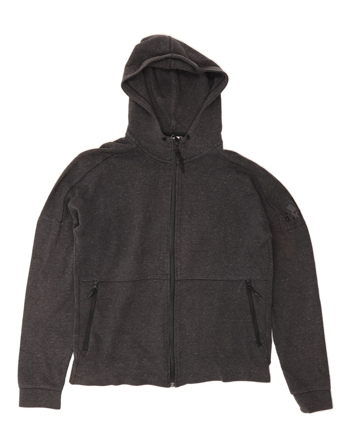 ADIDAS Mens Zip Hoodie Sweater Medium Grey Flecked Vintage Adidas and Second-Hand Adidas from Messina Hembry 