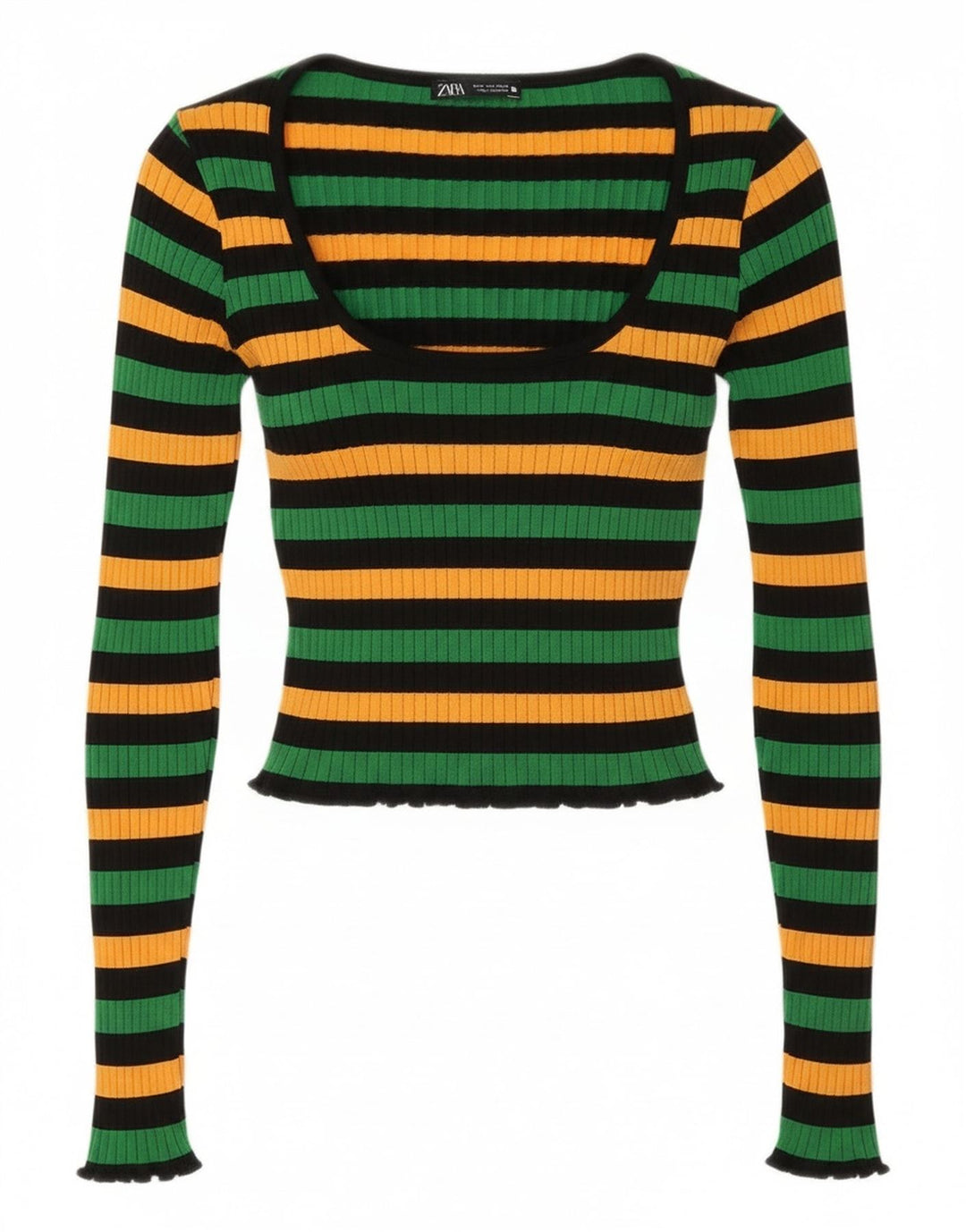 Zara Womens Crop Top UK 12 Medium Multicoloured Striped