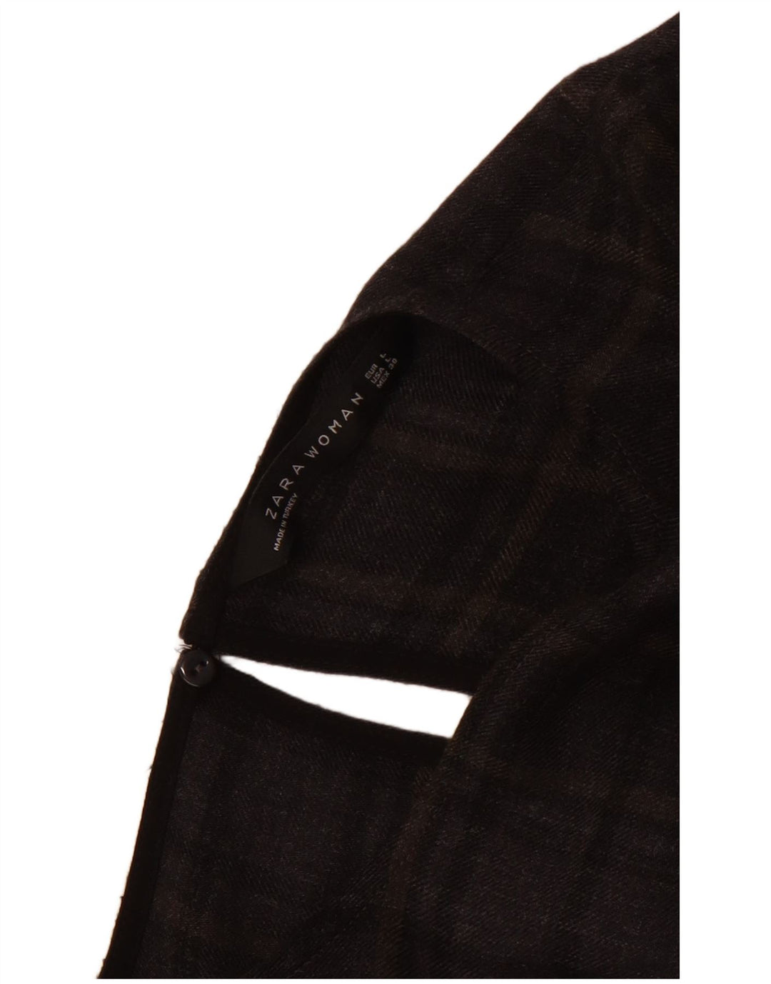 Zara Womens Long Sleeve Drop Waist Dress UK 14 Large Grey Check