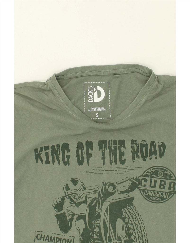 DACK'S Mens Graphic T-Shirt Top Small Green Cotton Vintage Dack's and Second-Hand Dack's from Messina Hembry 