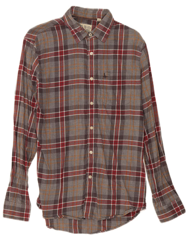 Jack Wills Mens Flannel Shirt Small Grey Plaid Cotton