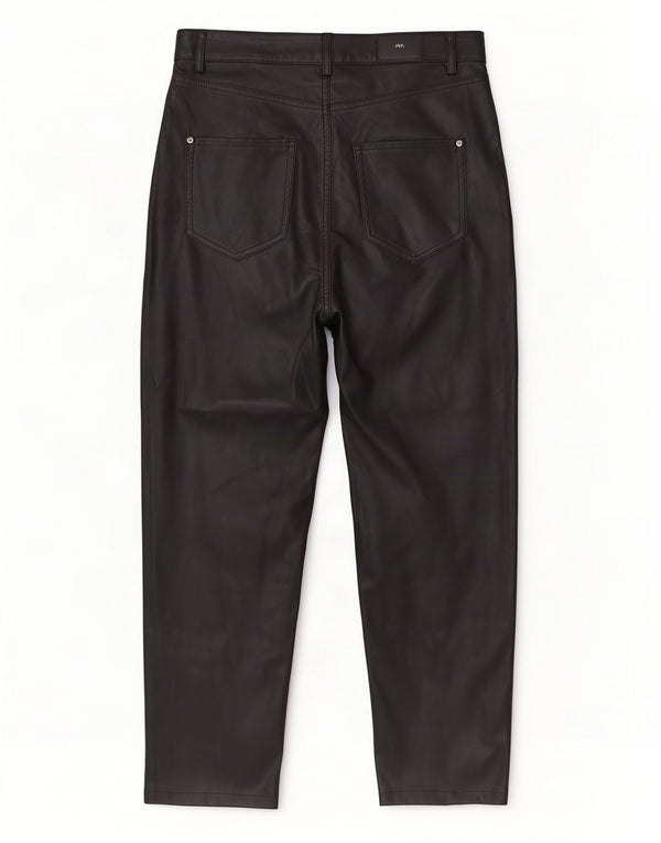 Zara Womens High Waist Crop Faux Leather Trousers EU 38 Small W28 L24 Black