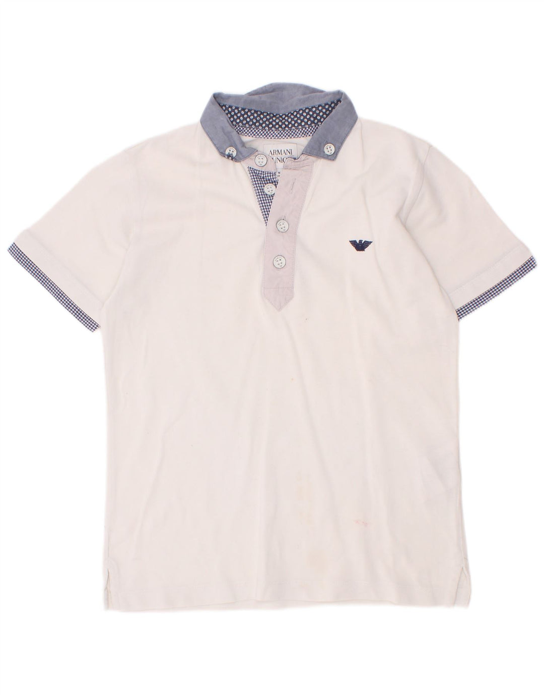Armani Junior Boys Polo Shirt 7-8 Years White Colourblock Cotton