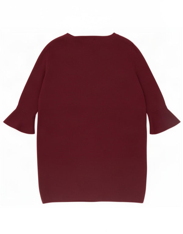 Phase Eight Womens 3/4 Sleeve Jumper Dress UK 16 Large Burgundy Viscose