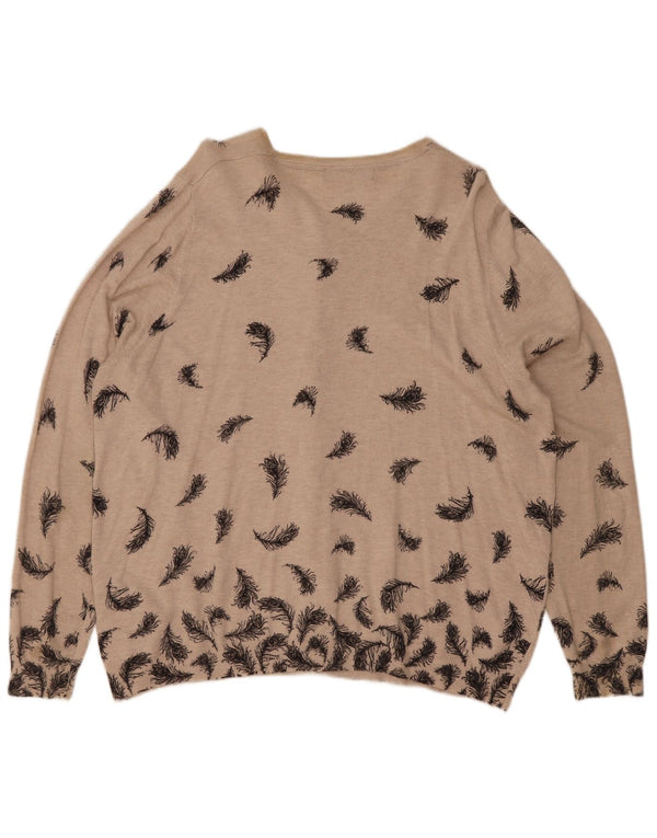 Marks & Spencer Womens Cardigan Sweater UK 22 3XL Beige Floral Viscose
