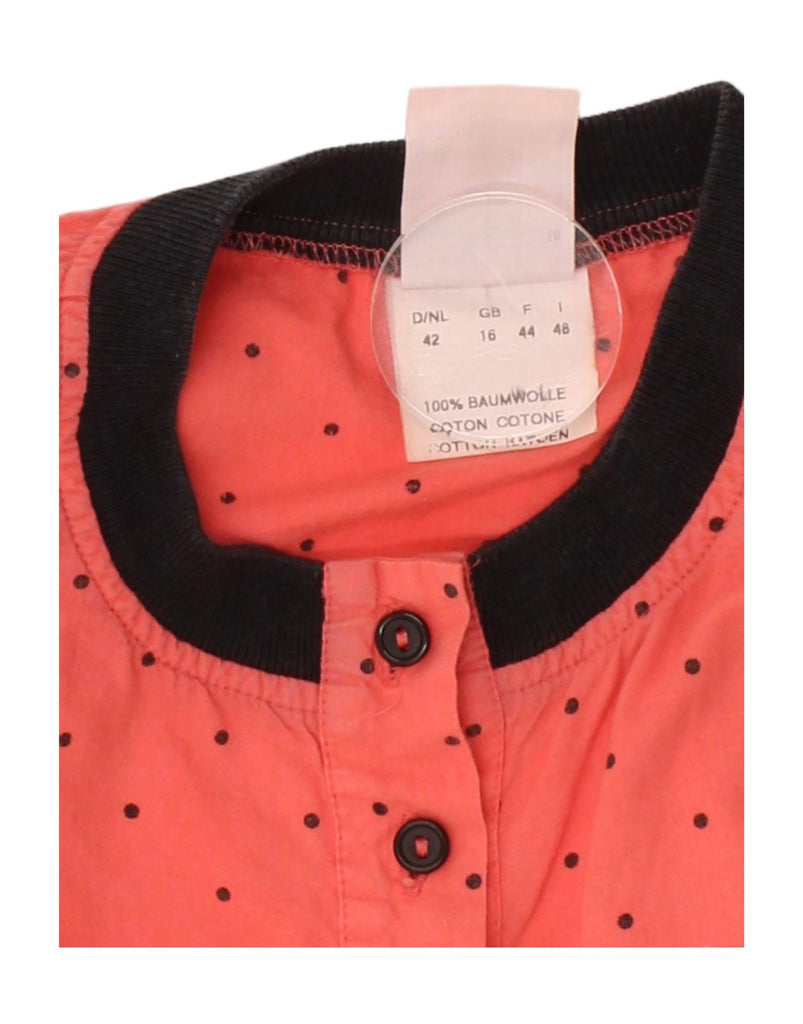 VINTAGE Womens Blouse Top UK 16 Large Orange Spotted Cotton Vintage Vintage and Second-Hand Vintage from Messina Hembry 