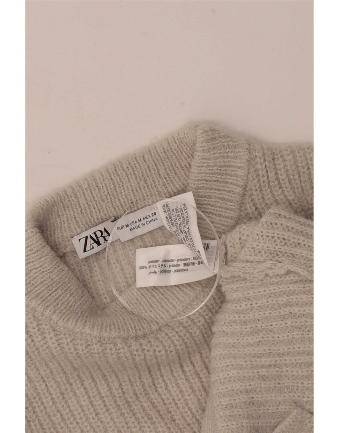 Zara Womens Crop Turtle Neck Jumper Sweater UK 12 Medium Beige Polyester