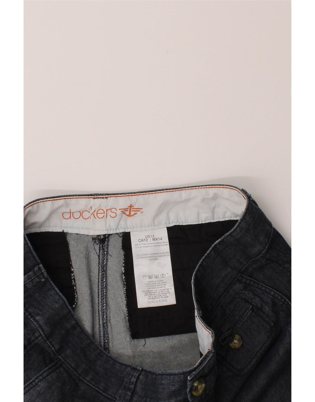 DOCKERS Womens Denim Shorts US 12 Large W34 Navy Blue Cotton Vintage Dockers and Second-Hand Dockers from Messina Hembry 