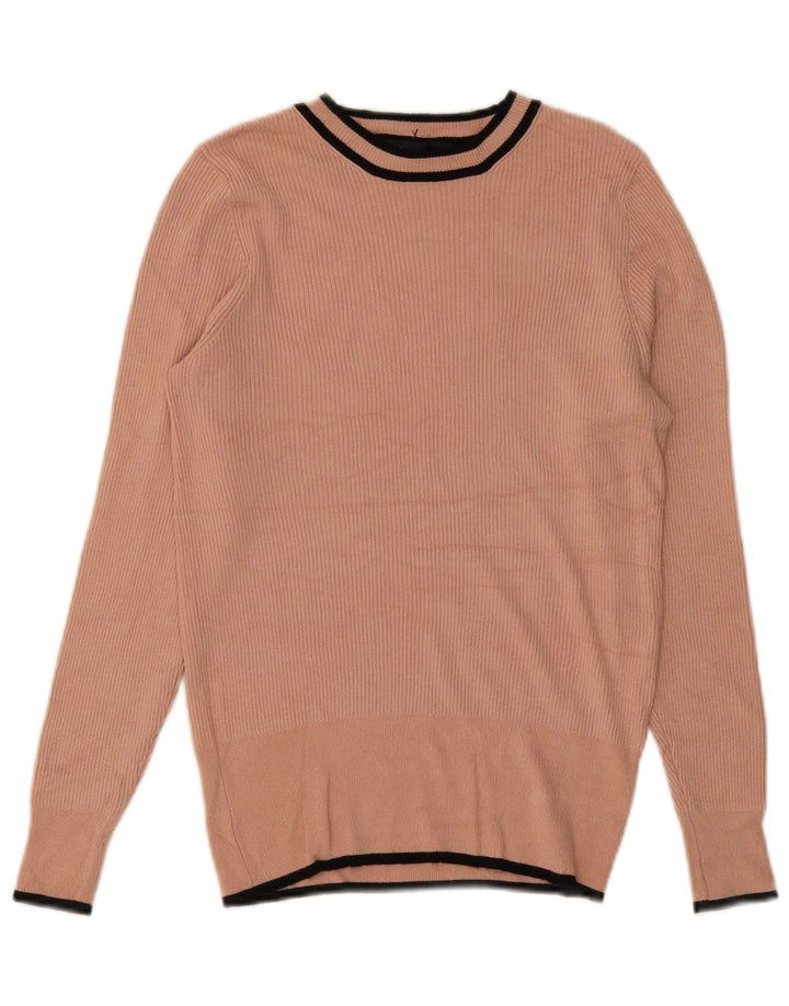 Marks & Spencer Womens Blouse Top UK 14 Large Pink Striped Viscose
