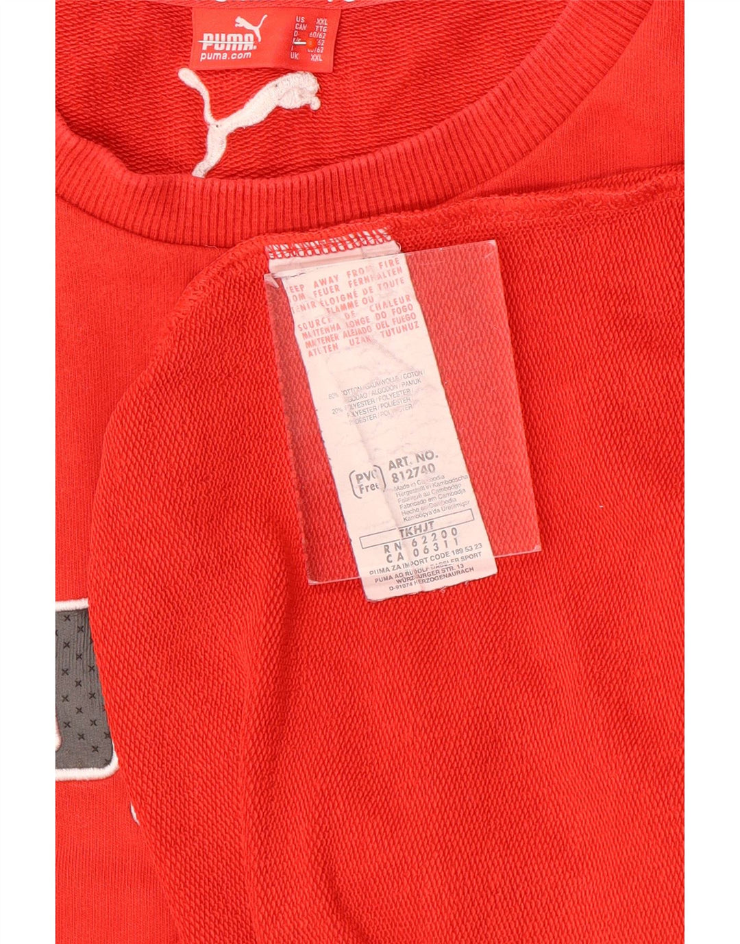 Puma Mens Graphic Sweatshirt Jumper 2XL Red Cotton