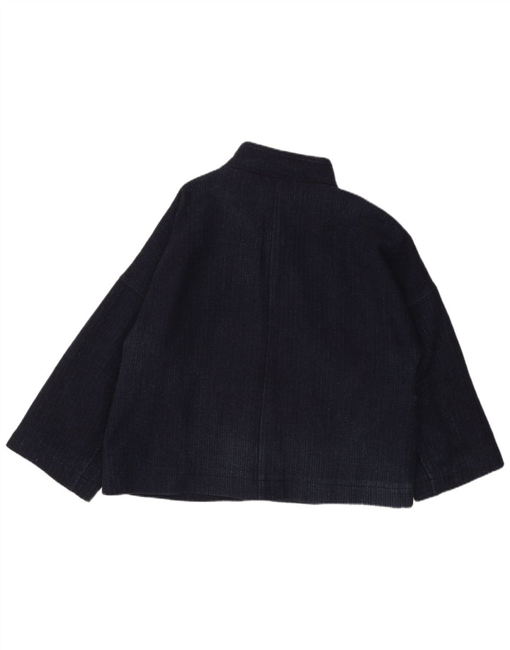 Toast Womens Overcoat UK 18 XL Navy Blue Striped Wool