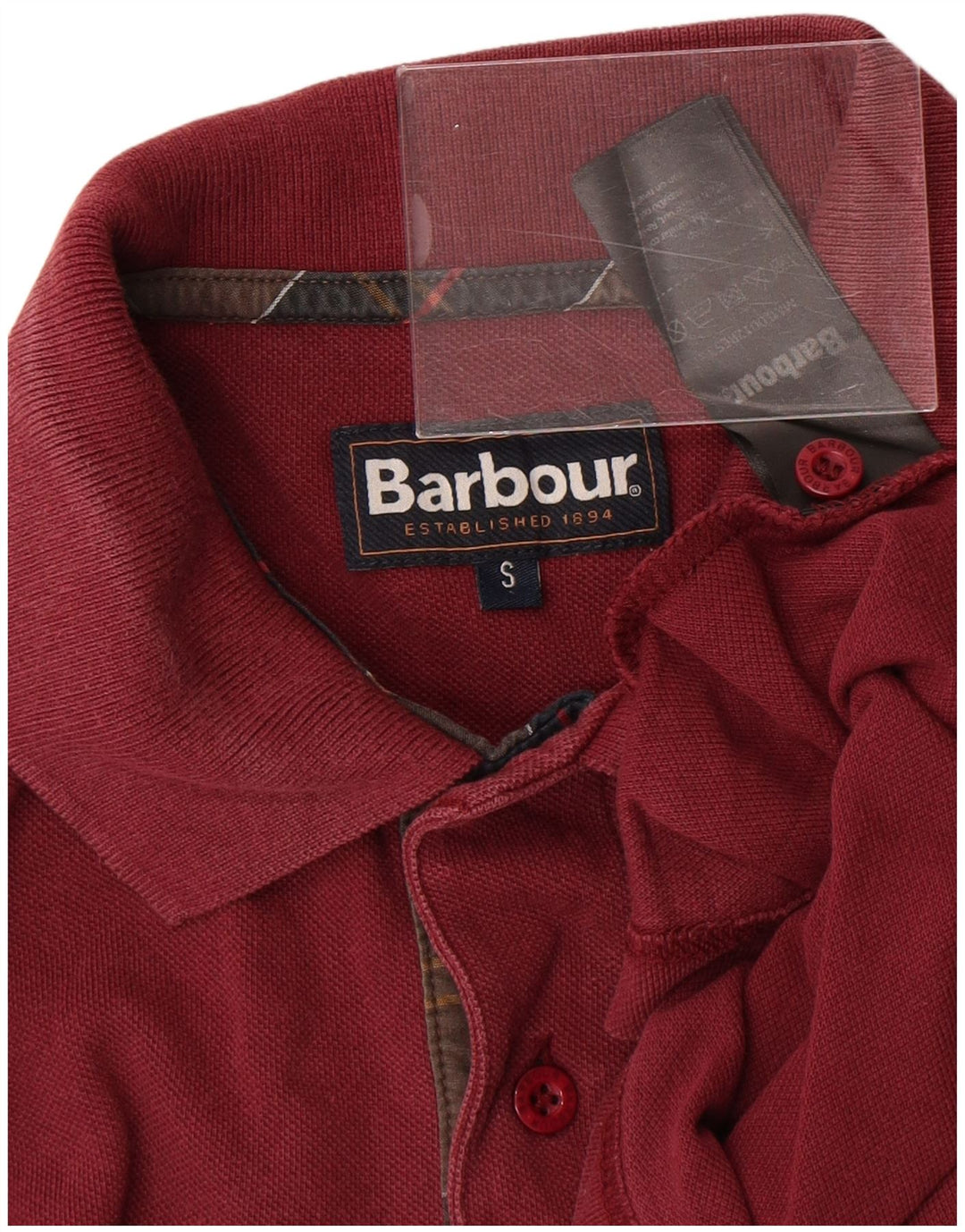 Barbour Mens Polo Shirt Small Burgundy Cotton