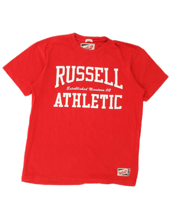 Russell Athletic Mens Graphic T-Shirt Top Medium Red Cotton