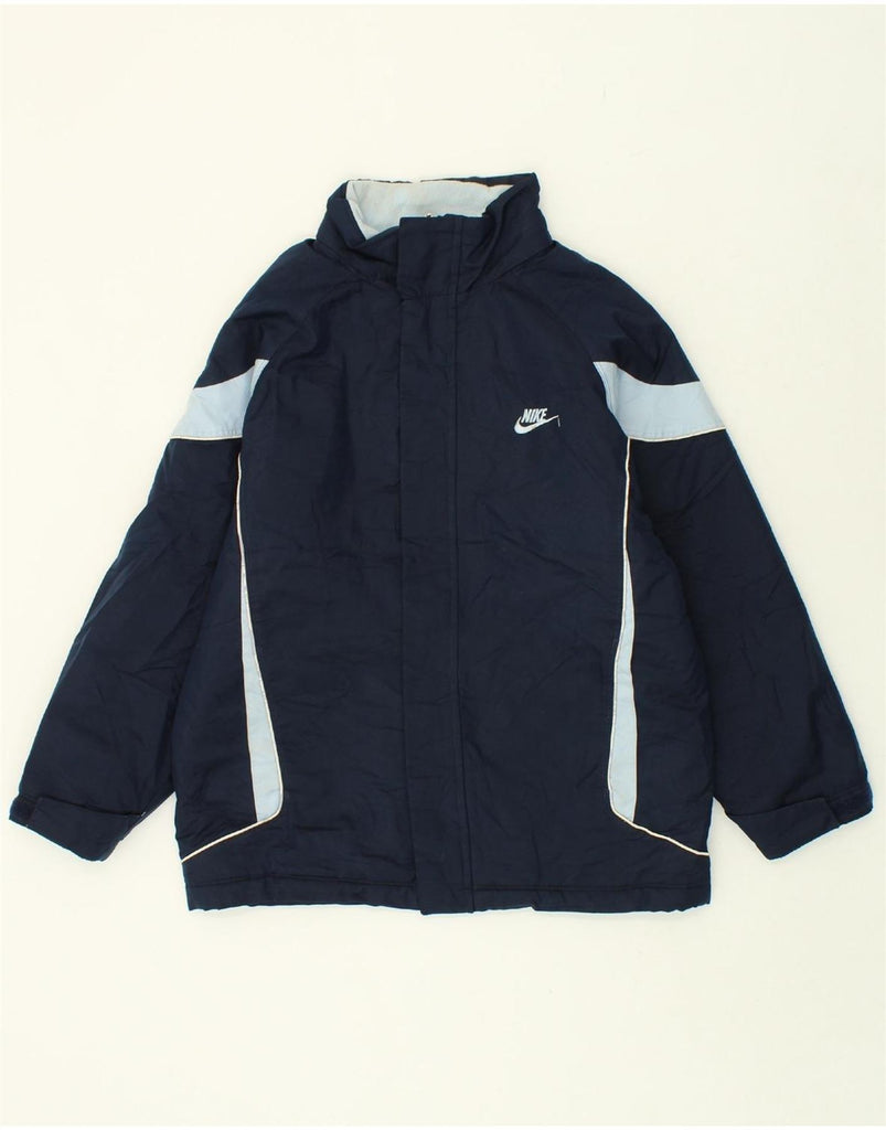 NIKE Boys Graphic Windbreaker Jacket 12-13 Years Large Navy Blue Polyester Vintage Nike and Second-Hand Nike from Messina Hembry 