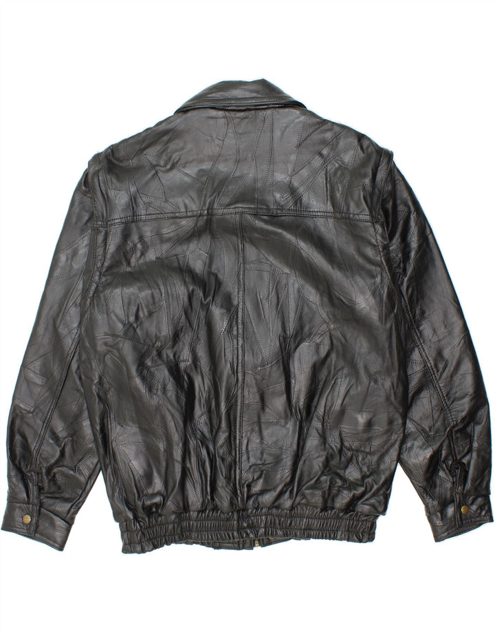 VINTAGE Mens Leather Jacket UK 40 Large Black Leather