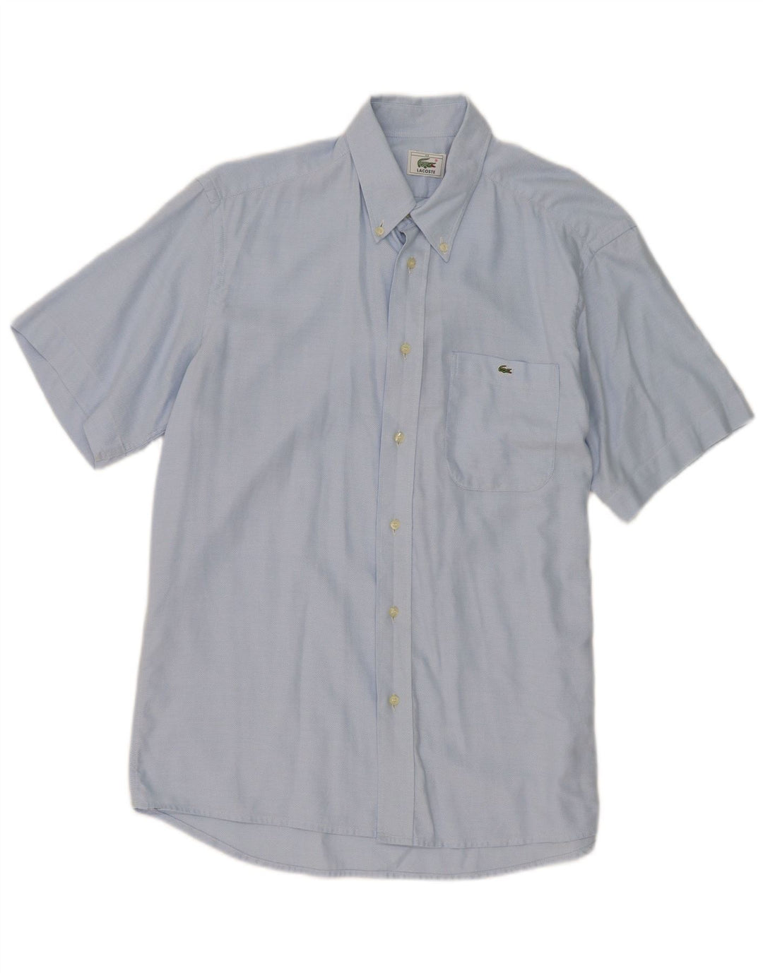 Lacoste Mens Short Sleeve Shirt Size 40 Medium Blue Cotton