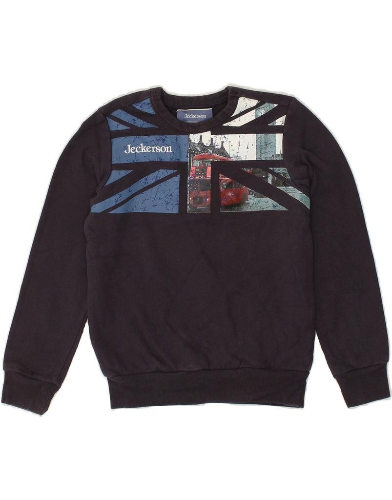 JECKERSON Boys Graphic Sweatshirt Jumper 5-6 Years Navy Blue Cotton | Vintage Jeckerson | Thrift | Second-Hand Jeckerson | Used Clothing | Messina Hembry 