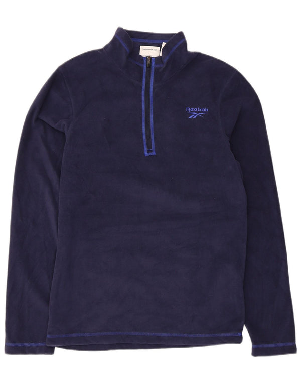 Reebok Mens Zip Neck Fleece Jumper Medium Navy Blue Polyester Sports