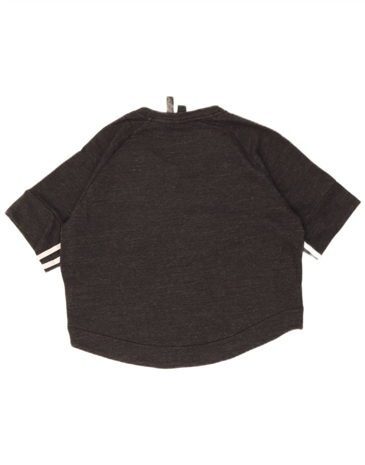 Adidas Womens Crop Sweatshirt Jumper UK 12/14 Medium Black Flecked