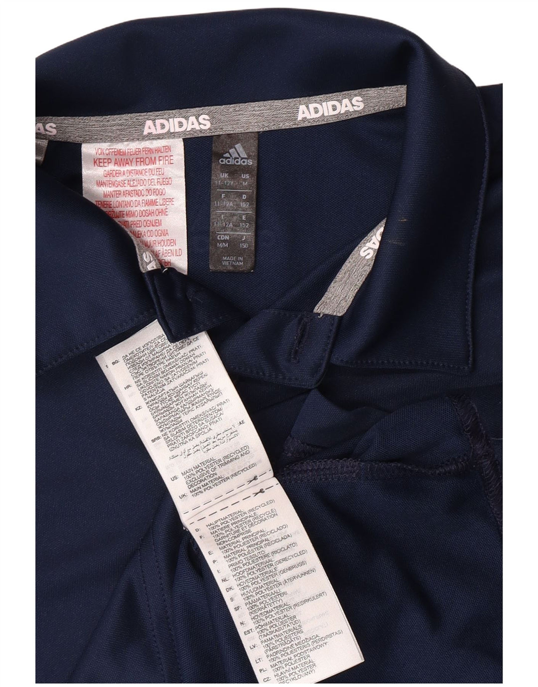 ADIDAS Boys Polo Shirt 11-12 Years Navy Blue Polyester