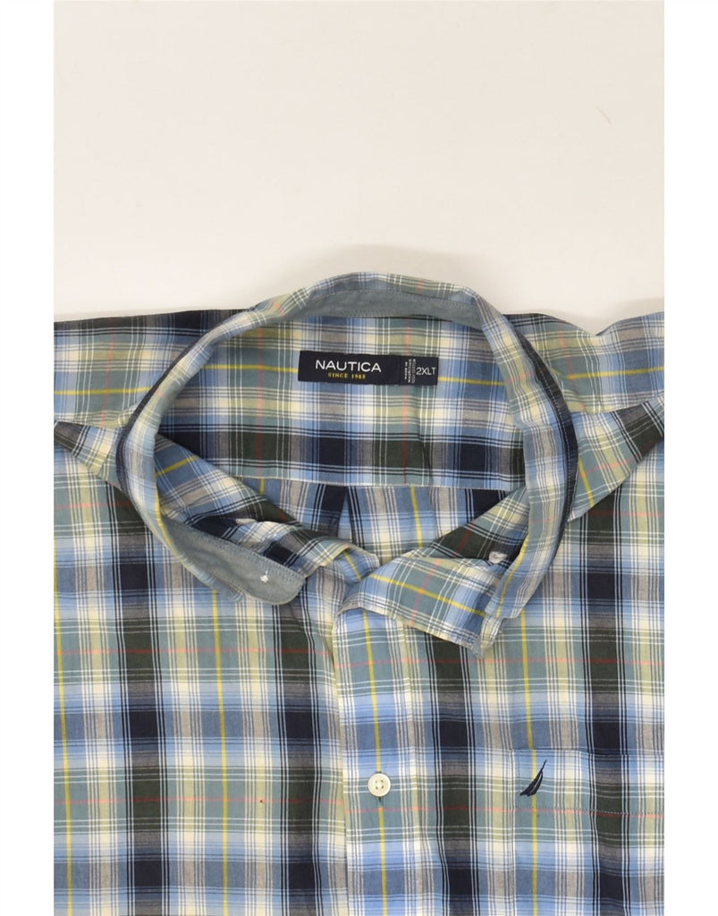 NAUTICA Mens Tall Shirt 2XL Blue Check Cotton | Vintage Nautica | Thrift | Second-Hand Nautica | Used Clothing | Messina Hembry 