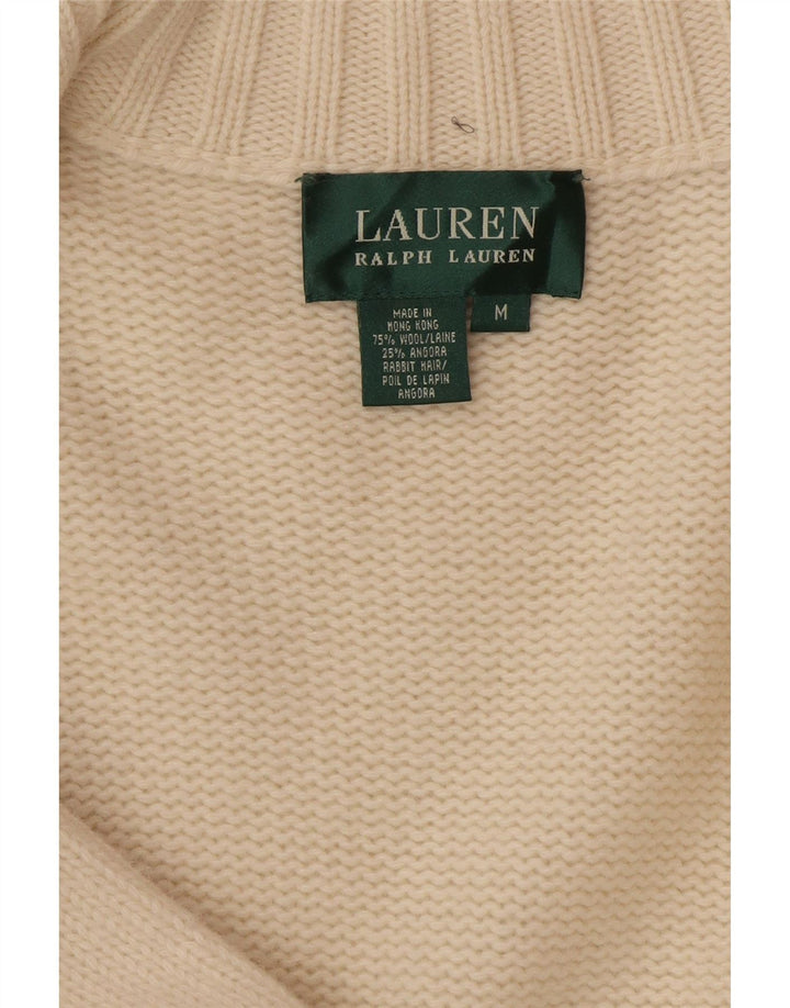 Ralph Lauren Womens Longline Cardigan Sweater UK 14 Medium Off White Wool