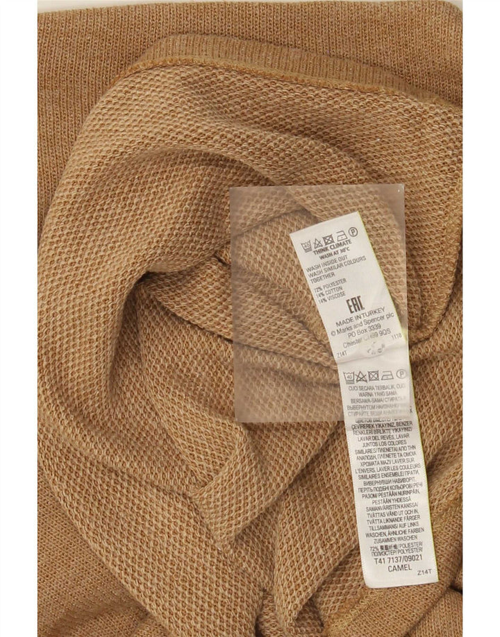 Marks & Spencer Womens Top Long Sleeve UK 12 Medium Beige Polyester
