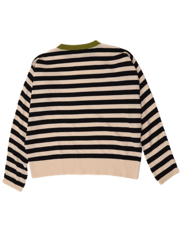 Cos Womens Oversized Crew Neck Jumper Sweater UK 10 Small Black Striped