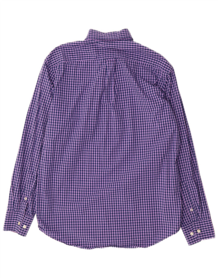 IZOD Mens Shirt Medium Purple Gingham Cotton