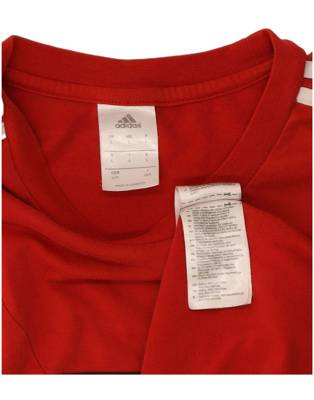 Adidas Mens T-Shirt Top Large Red Colourblock Cotton