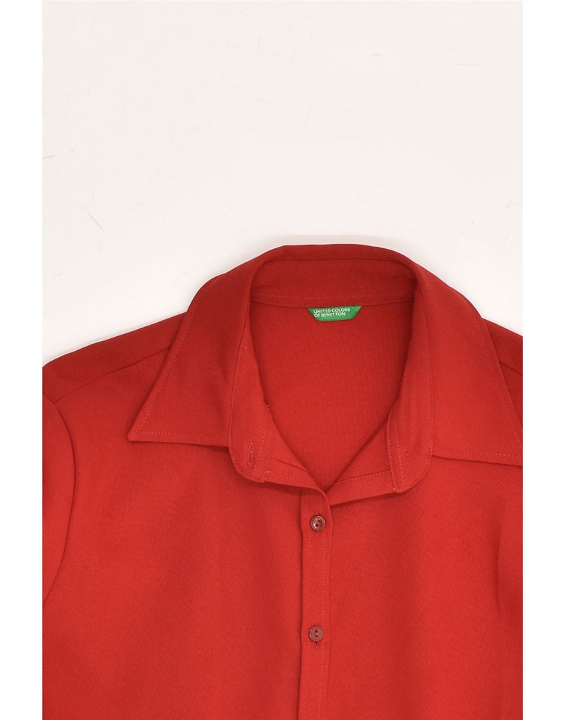 BENETTON Womens Shirt IT 42 Medium Red Polyester | Vintage Benetton | Thrift | Second-Hand Benetton | Used Clothing | Messina Hembry 