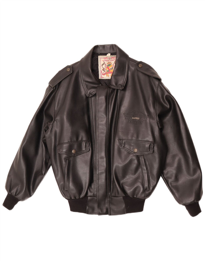 American Legend Mens Motorstyle Graphic Leather Jacket UK 40 Large Black