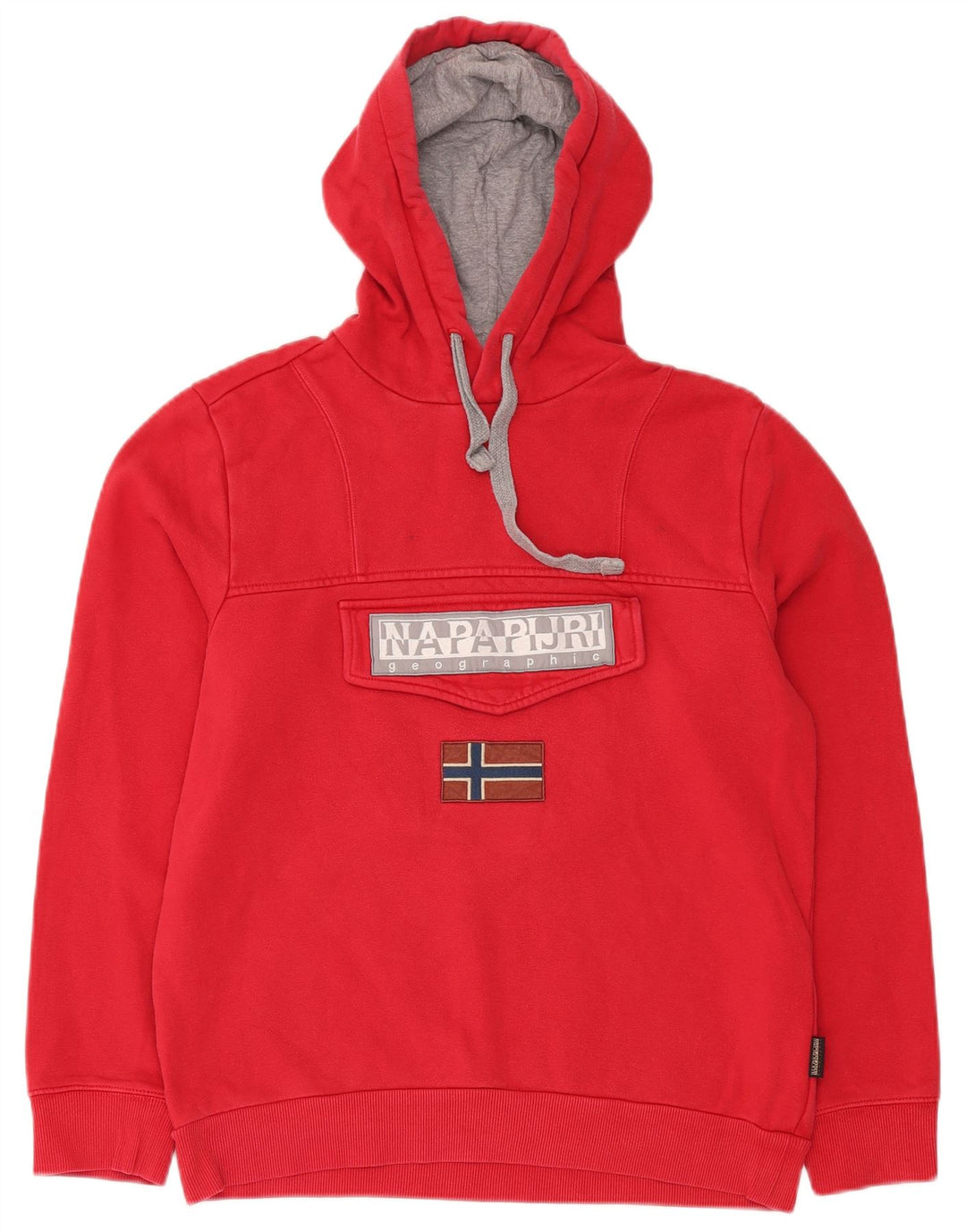 NAPAPIJRI Mens Graphic Hoodie Jumper Medium Red Cotton