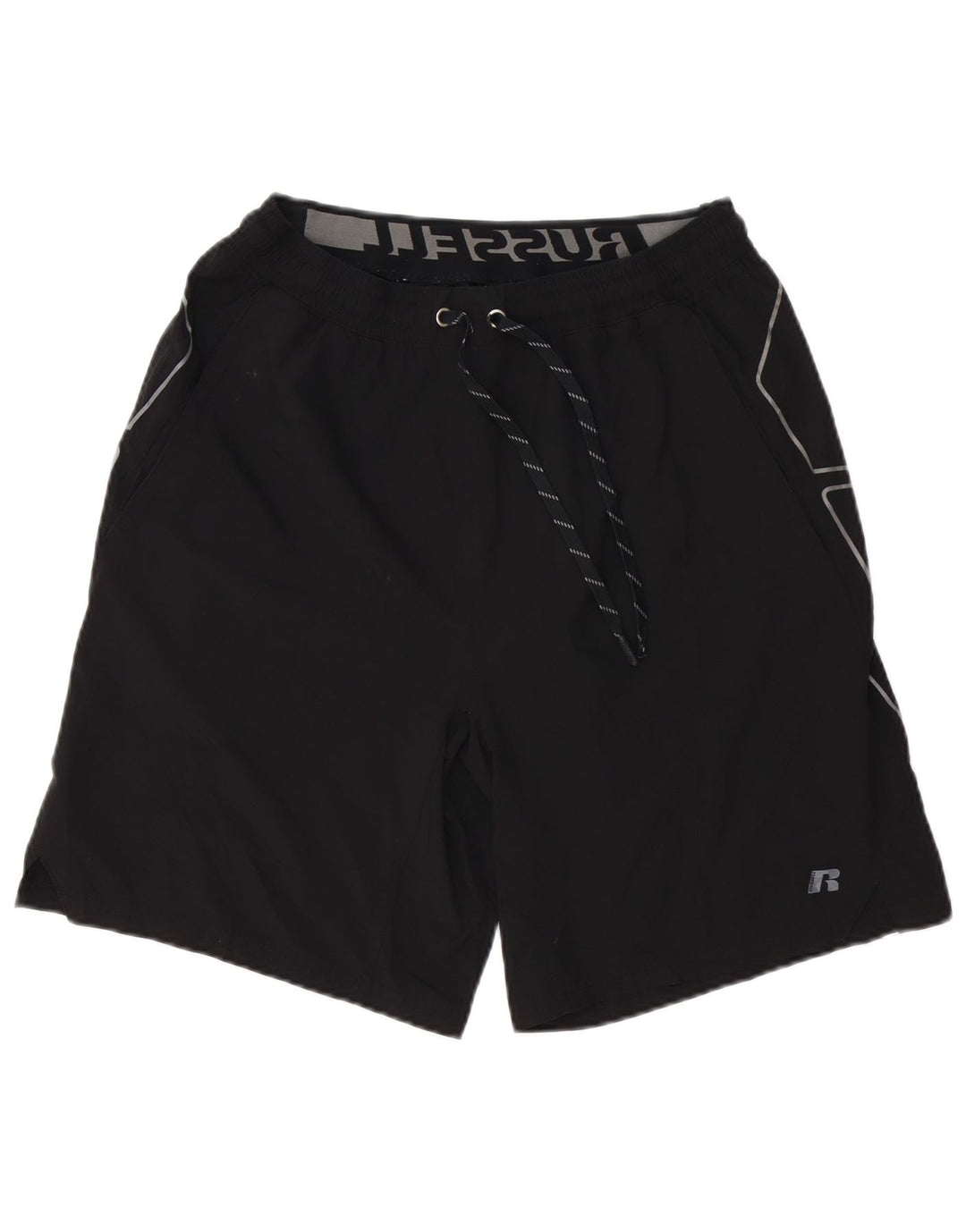 RUSSELL ATHLETIC Mens Dri-Power Graphic Sport Shorts Medium Black