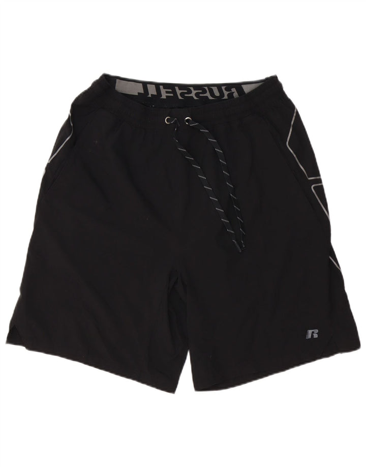 RUSSELL ATHLETIC Mens Dri-Power Graphic Sport Shorts Medium Black