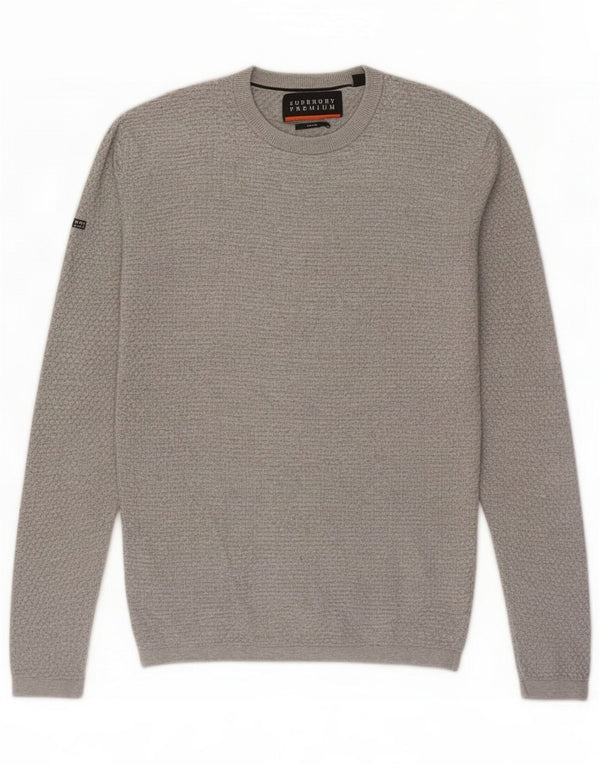 Superdry Mens Crew Neck Jumper Sweater Large Grey Cotton